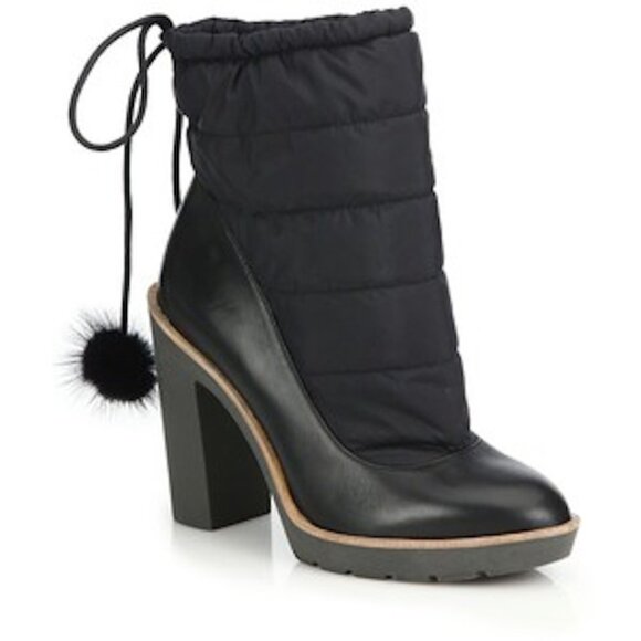 NWOB Kate Spade New York Ginnie Faux Fur Pom-Pom Quilted Ankle Boots - Picture 1 of 3